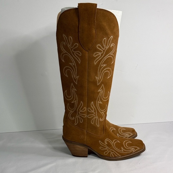 Dingo Shoes - Dingo Brown Suede Embroidered Heeled Boots